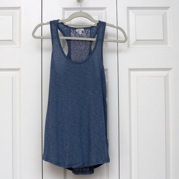 P.J. Salvage Demin Crochet Inset Tank Women's Size S Color Denim NWT - Picture 4 of 8